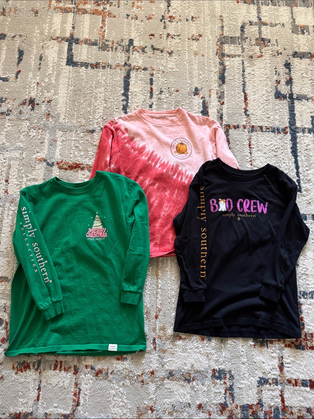 Simply Southern Kids' Long Sleeve Tee Trio - Fall, Halloween and Christmas